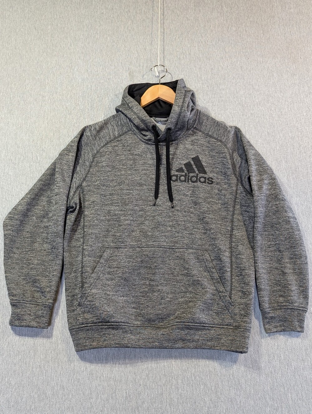 Adidas ClimaWarm Hoodie Men's Medium Gray Black Fleece Lined